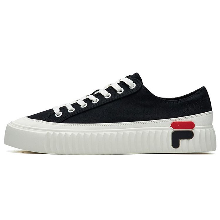 FILA Gear Lace-Up Non-Slip Wear-Resistant Lightweight Shock-Absorbing Low-Top Canvas Shoes Men sneaker Black F12M124342FBK