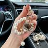Decoration Bag Pendant Zircon Studded Rhinestone Bag Keychain Pearl Beads Key Chain  For Women