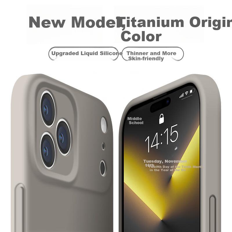 IPhone 17 Pro Max Case, IPhone 17 Pro Max with Full Lens Protection, Liquid Silicone Ultra-Thin Shockproof Simple Soft Case, Titanium Color