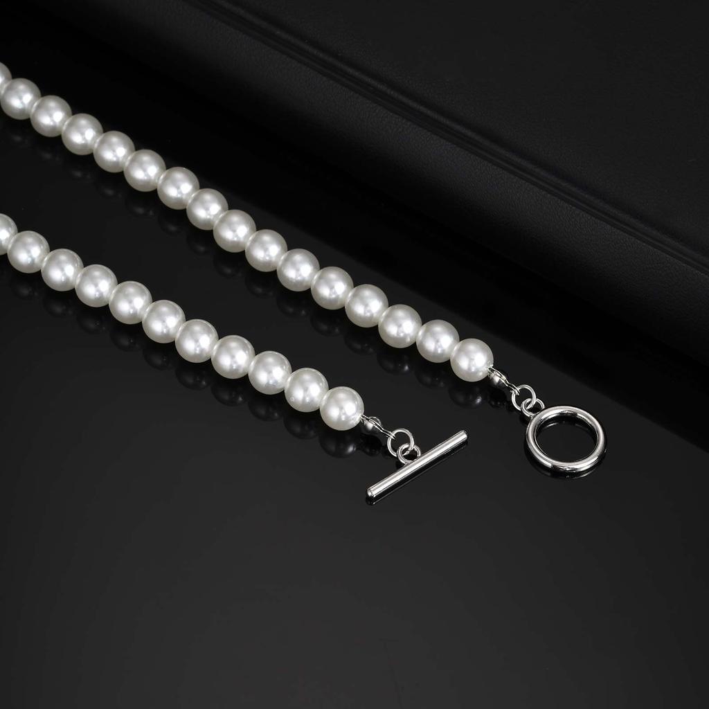 Modisches Metall-OT-Schnallen-Perlen-Halskette für Männer Frauen, Leichter Luxus Handgefertigte Perlen Halskette Schmuck Unisex