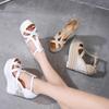 Fashion Sexy Ultra-High Wedge Bohemian Sandals - Peep Toe Platform Waterproof Small Sizes for Nightclub luxury sandals women designers