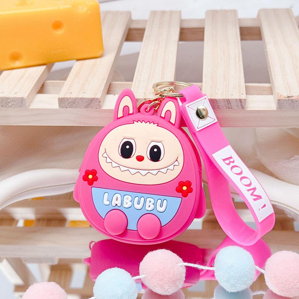 Labubu Keychain Toy Bag, Silicone Doll, Cute Cartoon Coin Purse