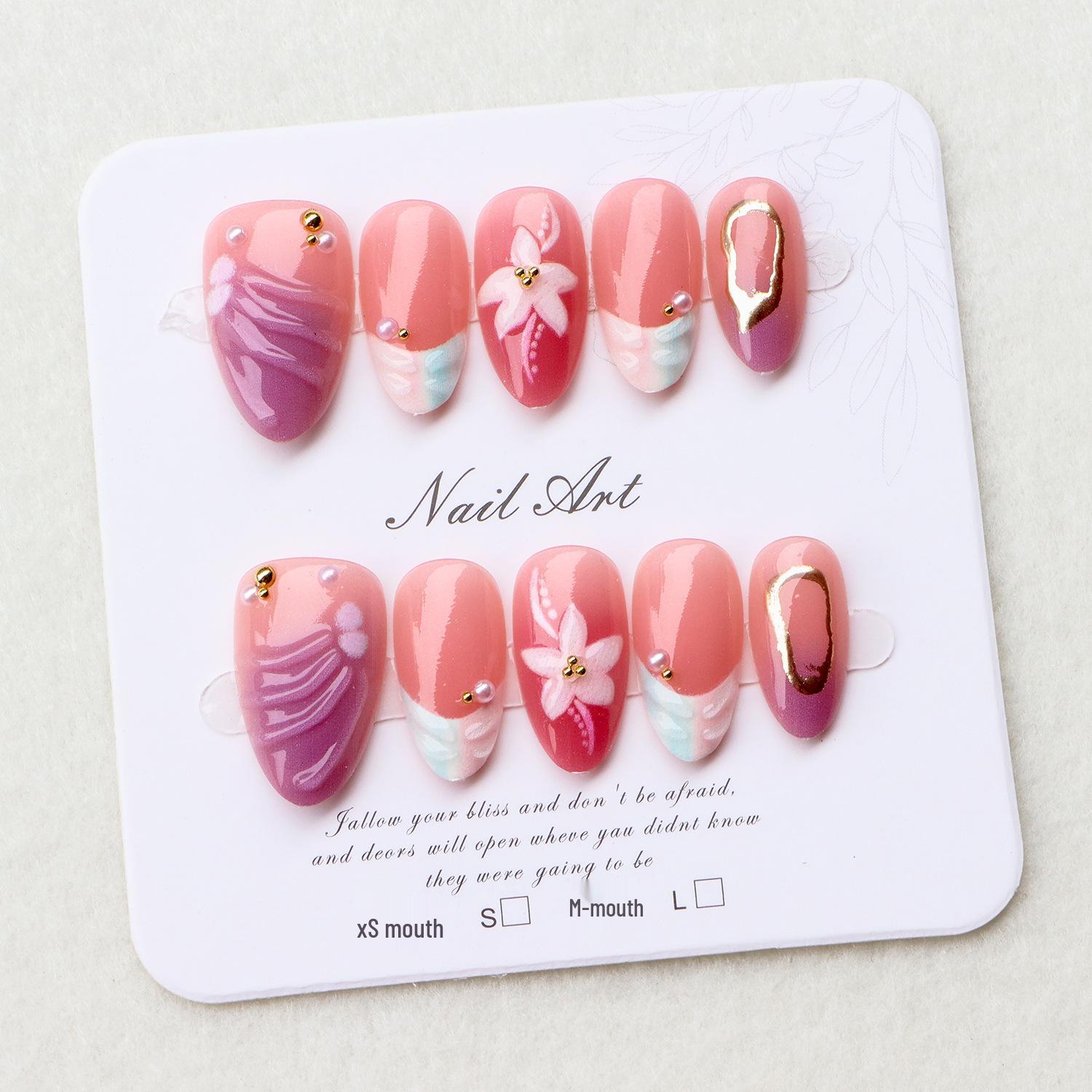 30pcs Gradient Purple Almond Wearable Resin French Fake Nails