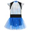 Kinder Mädchen Metallic Alien Kostüm Glänzende Flügelärmel Mesh Tutu Kleid Halloween Cosplay Outfits