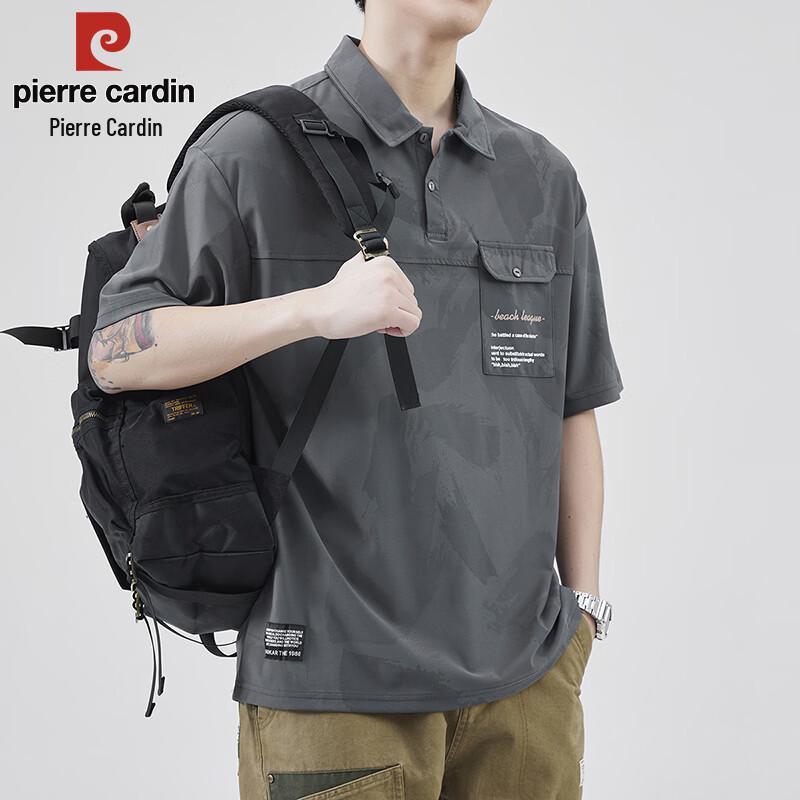 

Pierre Cardin Men s Ice Silk Loose Fit Short Sleeve Polo T-shirt L