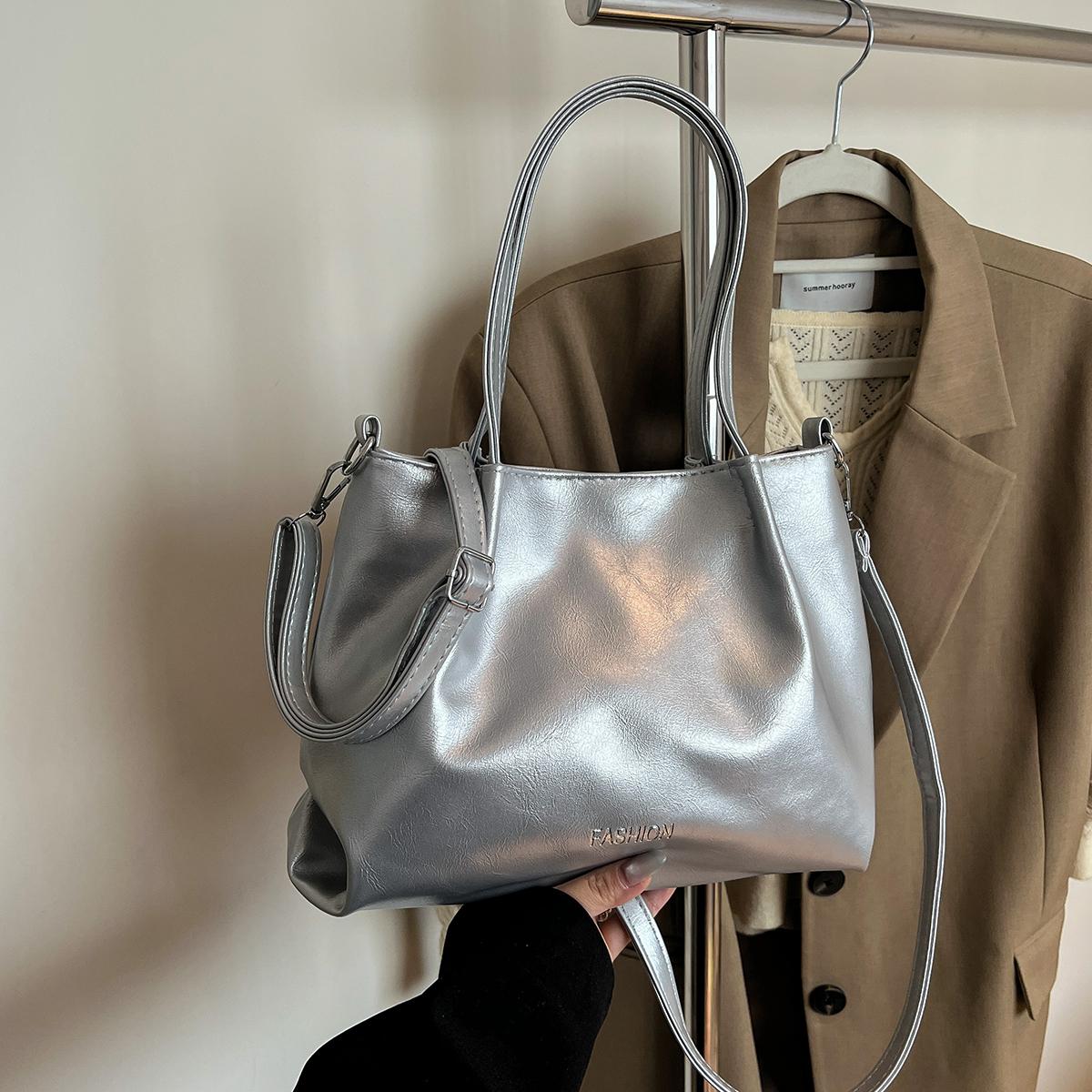 

Женская минималистская сумка через плечо из искусственной кожи, легкая сумка с буквенным принтом, съемный ремень, магнитная застежка для повседневного использования, сумка через плечо