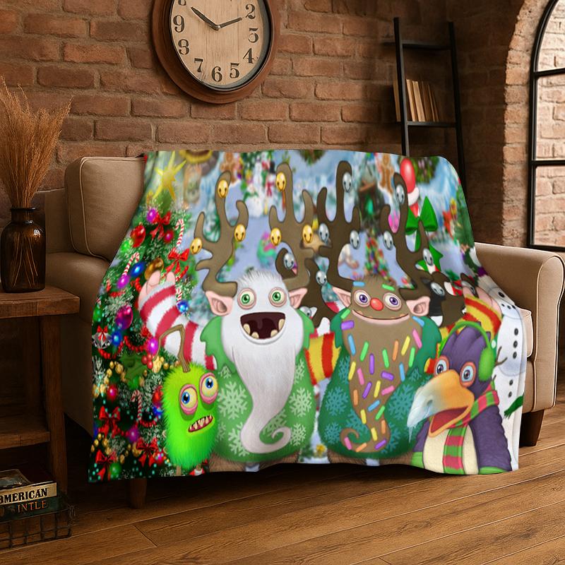 Music Game My Singing Monsters Cartoon Flannel Blanket Soft Throw Blanket for Bedroom Living Room Bed Travel Camping Picnic