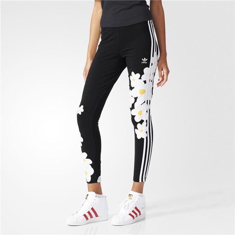 adidas Originals Printed Slim Fit Sports Casual Pants Women Bottoms Black AO3165