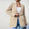 Traje Blazer Casual de Temperamento para Mujer Otoño Invierno Color Sólido Manga Larga