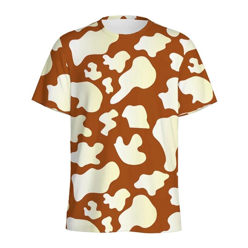 Men Kids Cartoon Cheese Chocolate Pattern T-shirt 3D Printed Summer Loose Short Sleeve Top Street Round-Neck Tee