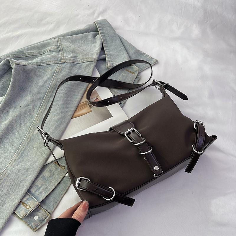 Stylish Black And Brown Winter Shoulder Pillow Bag With Large Capacity And Chic Design