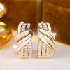 Elegant Chic Design Synthetic Zirconia Golden Drop Earrings Women's Fashion Temperament Banquet Anniversary Jewelry Accessories
