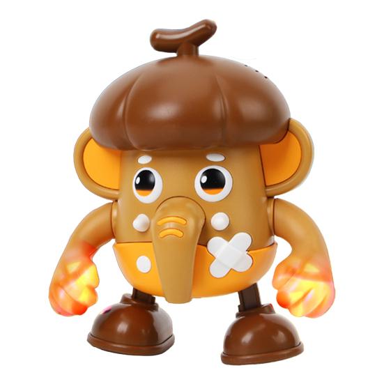 Yousheng Electric Dancing Toy with LED Light Music Recording Pineapple Elephant French Fries Red Fruit Walking Toy Toddlers Tummy Time Crawling Toy