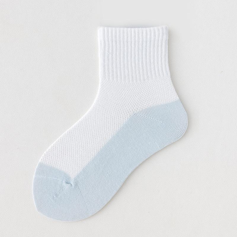 

Детские летние сетчатые носки до середины икры из чистого хлопка с антибактериальным эффектом - цветной блок для мальчиков и девочек, подходят для детей старшего возраста и студентов. M Age 3-5 (Shoe Size 24-28)