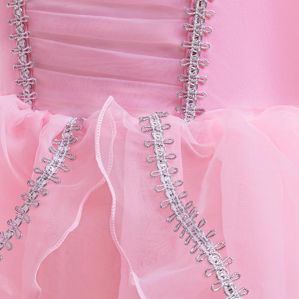 Girls' Cinderella Cosplay Dress - Puff Sleeve Frozen-Style Mesh Dress