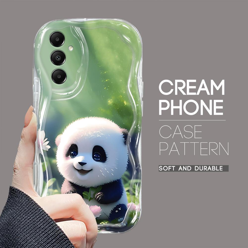Cute Cartoon Pattern Cream Texture Casing Wavy Edge Soft Silicone Cover Phone Case for Samsung