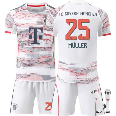 25-26 FC Bayern München Venkovní dres Fotbalový dres pro děti a dospělé Müller #25