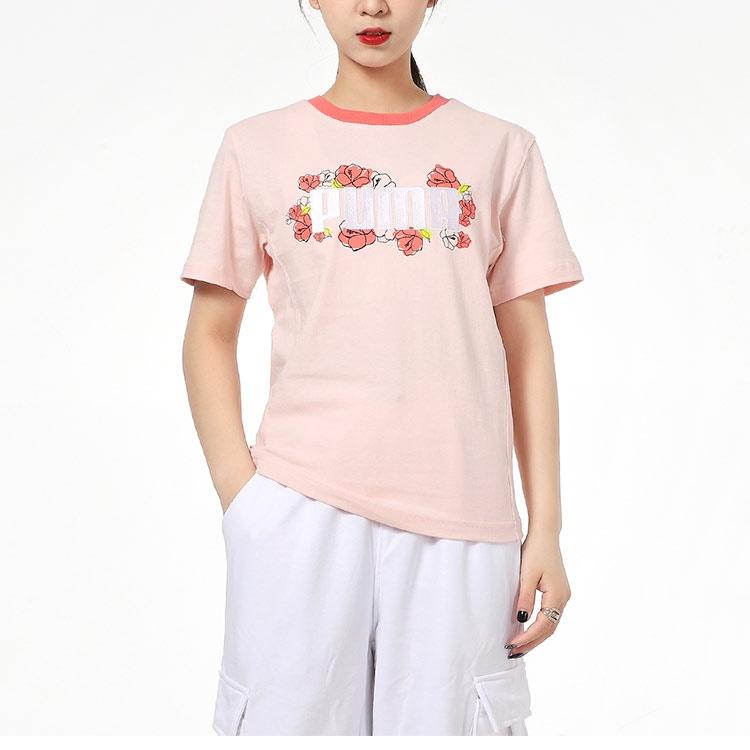 (WMNS) PUMA Logo Printing Round-neck Pink Women's 532042-27