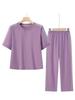 Women's Summer Round Neck Short Sleeve Sportswear Set: Two-Piece T-Shirt & Pants