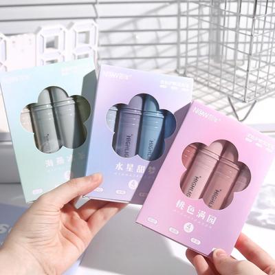 4pcs Highlighter Pen Set Spot Liner Pens Soft Colour Eye Protection Crystal Acrylic Stick Barrel Chisel Tip Stationery