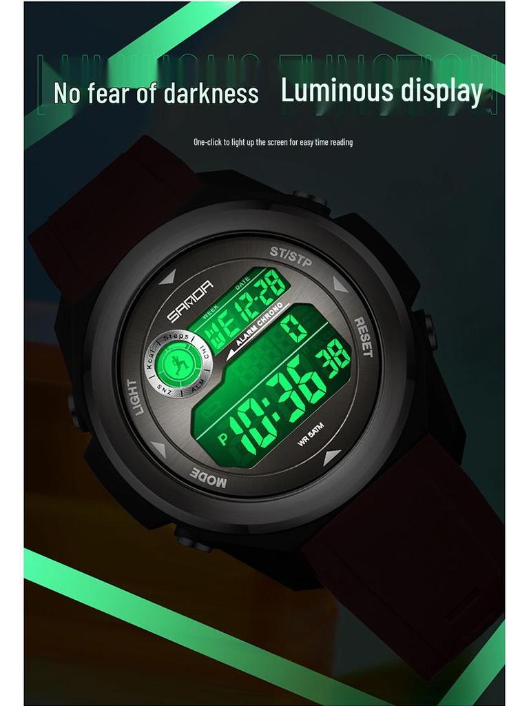 SANDA Unisex Sports Watch: Perpetual Calendar, Alarm, Dual Time Zones, Pedometer.