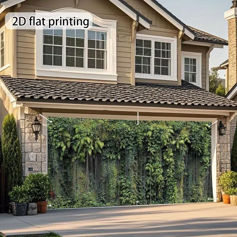 2D Hanging Vines Fern Green Wall Garage Door Backdrop Banner