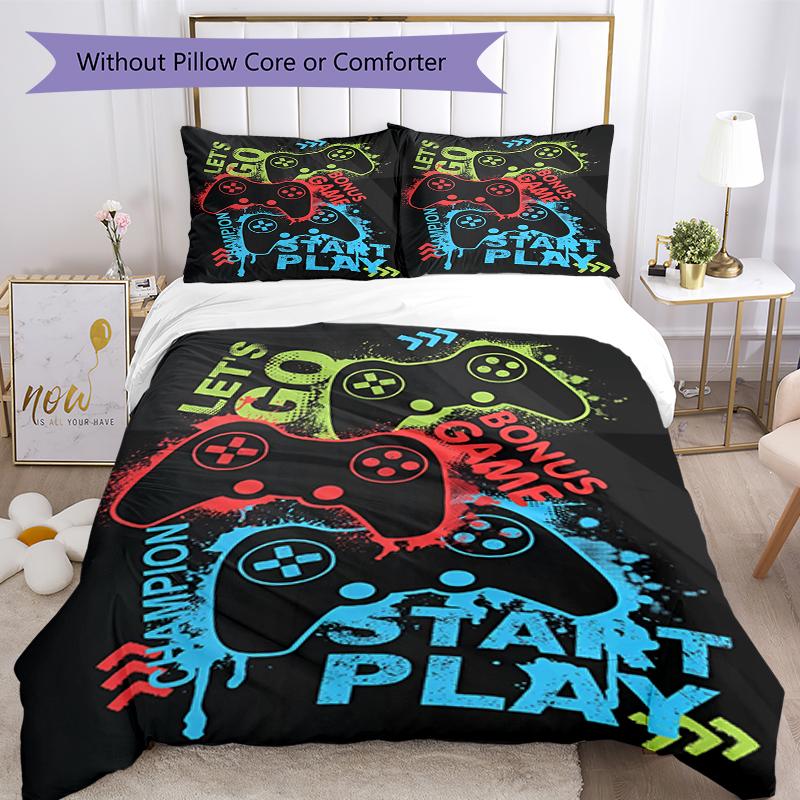 3pcs Game Controller Bedding Set Duvet Cover Closure Includes 1 Duvet Cover & 2 Pillowcases, Soft and Comfortable for All Seasons.