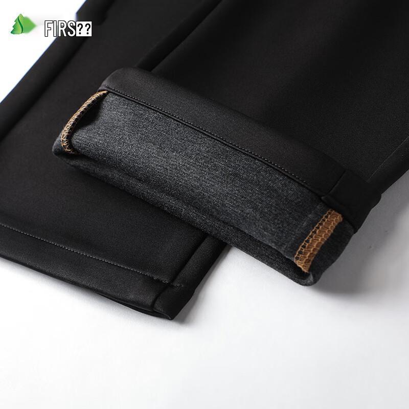 Shanshan Men's Wool Blend Thick Business Casual Straight-Leg Trousers