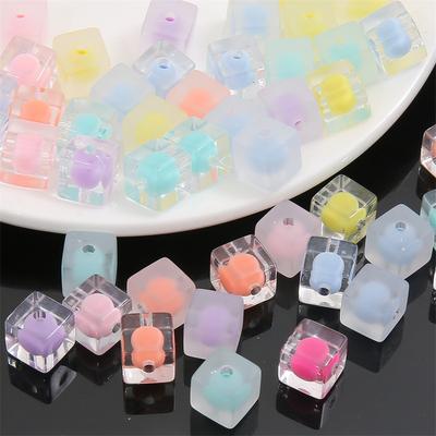Handmade Bracelet Beads Acrylic Square Beads Loose Beads Hand Stringing Beads Macaron Sandwich Handmade Diy Cell Phone Chain Necklace Jewelry