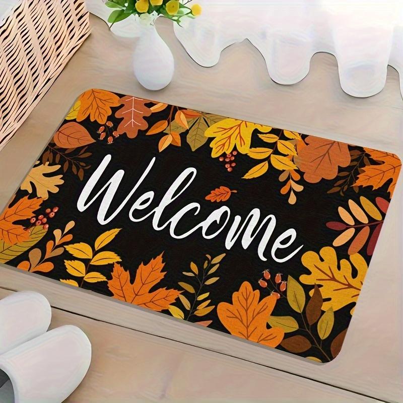 Autumn Maple Leaf Non-Slip Fall Floor Mat Realistic Leaf Design Machine Washable Soft Rug for Front Door Kitchen Bedroom