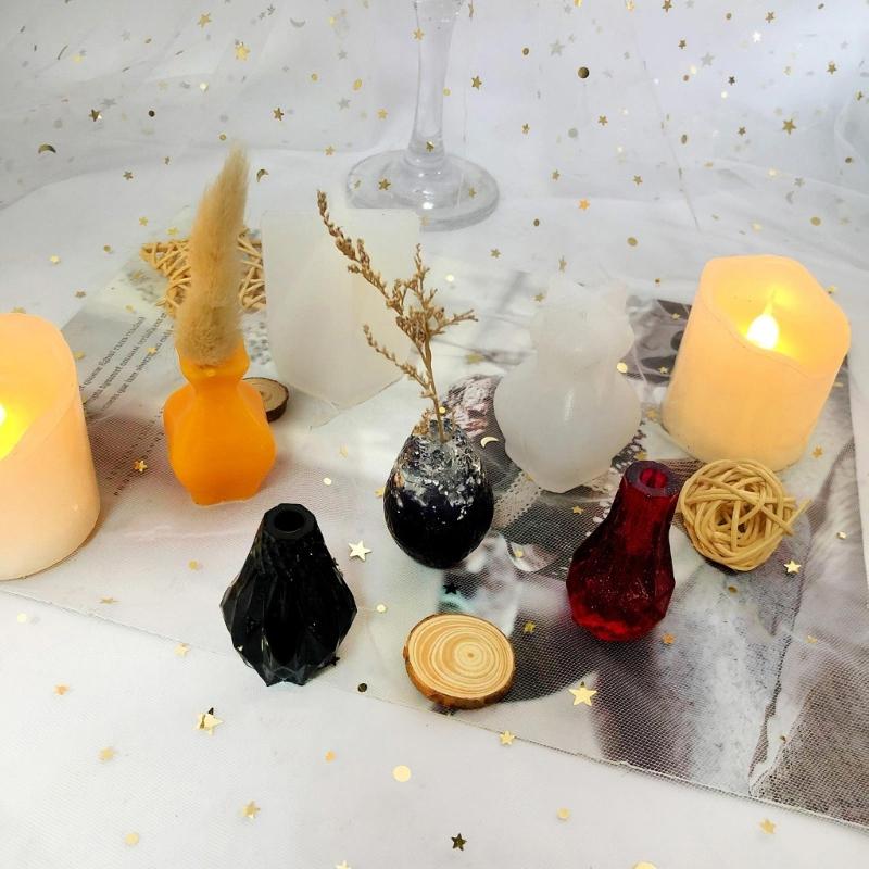 Formă pentru ghivece din silicon Forme pentru beton pentru bricolaj Matriză pentru borcane cu forme multiple Decorare pentru birou pentru grădină Forme mici pentru vaze din silicon