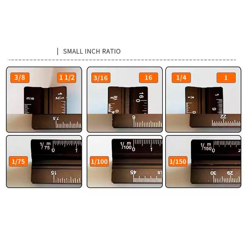 Triangular Ruler Scale Aluminum Alloy Ruler Drawing Ruler Architectural Inch 30cm Centimeter In M4F4