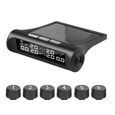 Solar TPMS Truck Tire Pressure with 6 External Sensors LCD Display Security Alarm Intelligent Tyre Pressure Temperature Warning