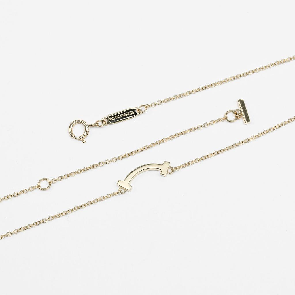 TIFFANY&Co. T Smile Mini Necklace 62617640 K18 yellow gold 2.28g Women Used