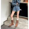 Sheepskin version~ Wasteland wind fat mm long boots women's autumn western knight boots stacking boots big tube circumference summer Xinjiang boots
