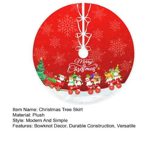 Christmas Tree Skirt Bowknot Lace-up Printing Clear Pattern Picnic Party Tree Cover Camping Party Table Decoration