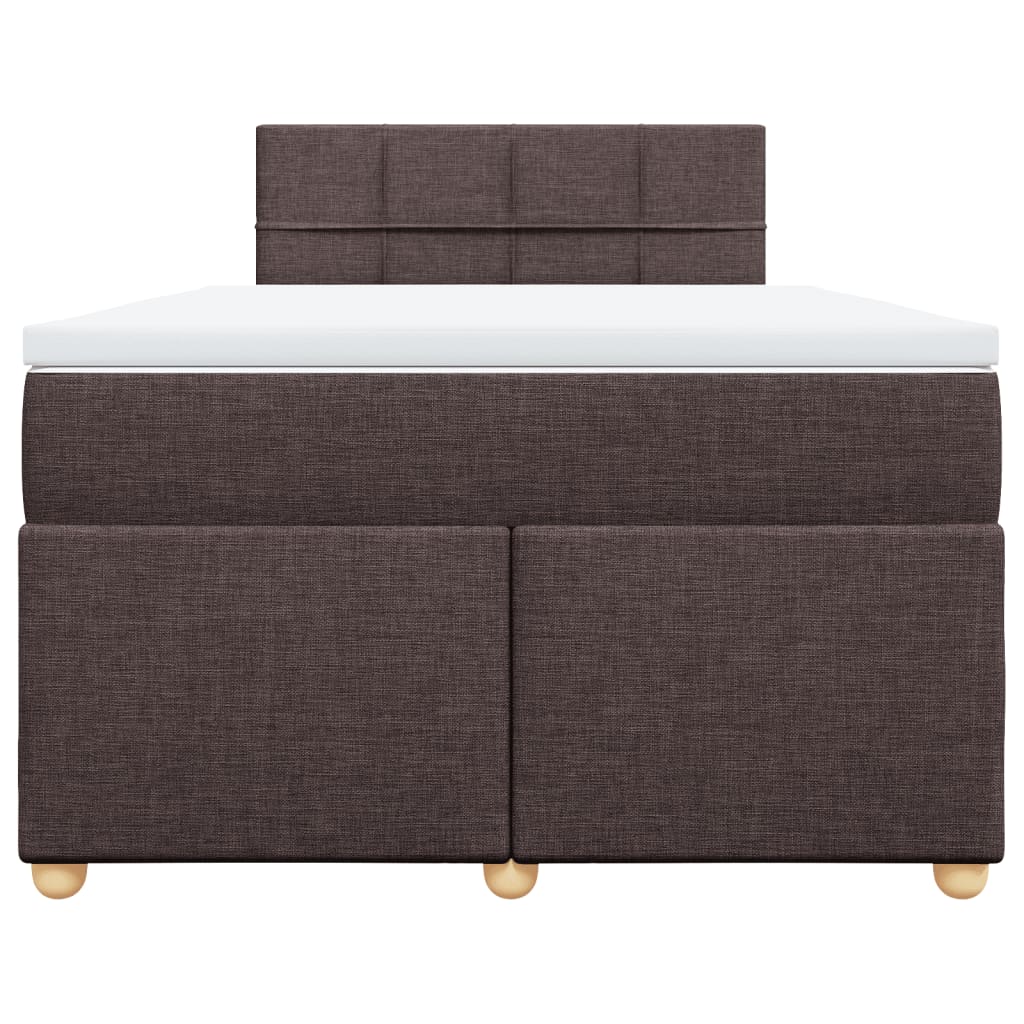 Box Spring Bed with Mattress Dark Brown 120x200 Cm Fabric