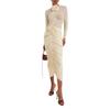 Spring/Summer 2024 French Ruched Bodycon Midi Dress with 3D Flowers