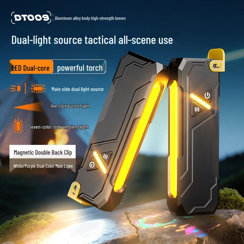 Ultra-thin Tactical Flashlight: Multifunctional, High-Intensity, Magnetic with Back Clip, Colorful High-Endurance Work Light.