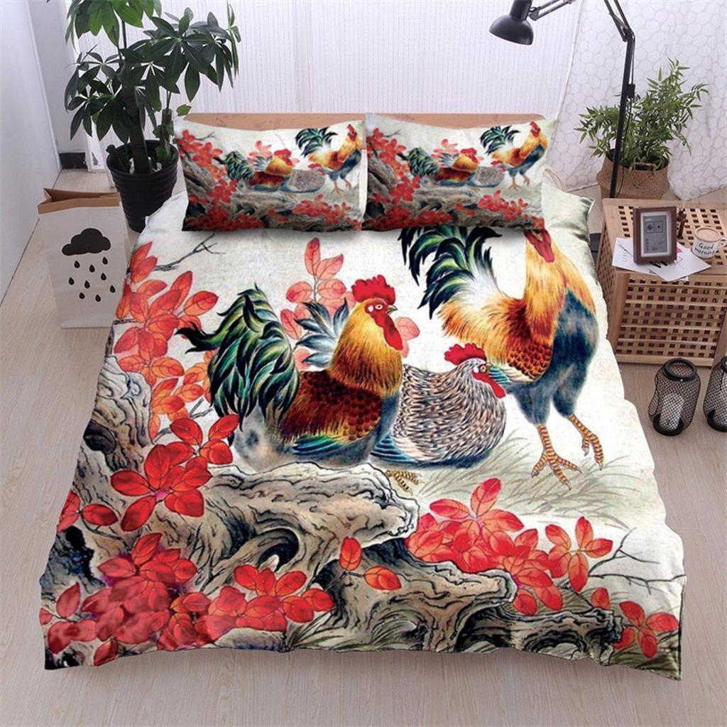 Farm 3D chicken Duvet Cover Rooster Goose Duck for Kid Teen women men gifts Farmhouse Animals for bedroom decorations Queen king