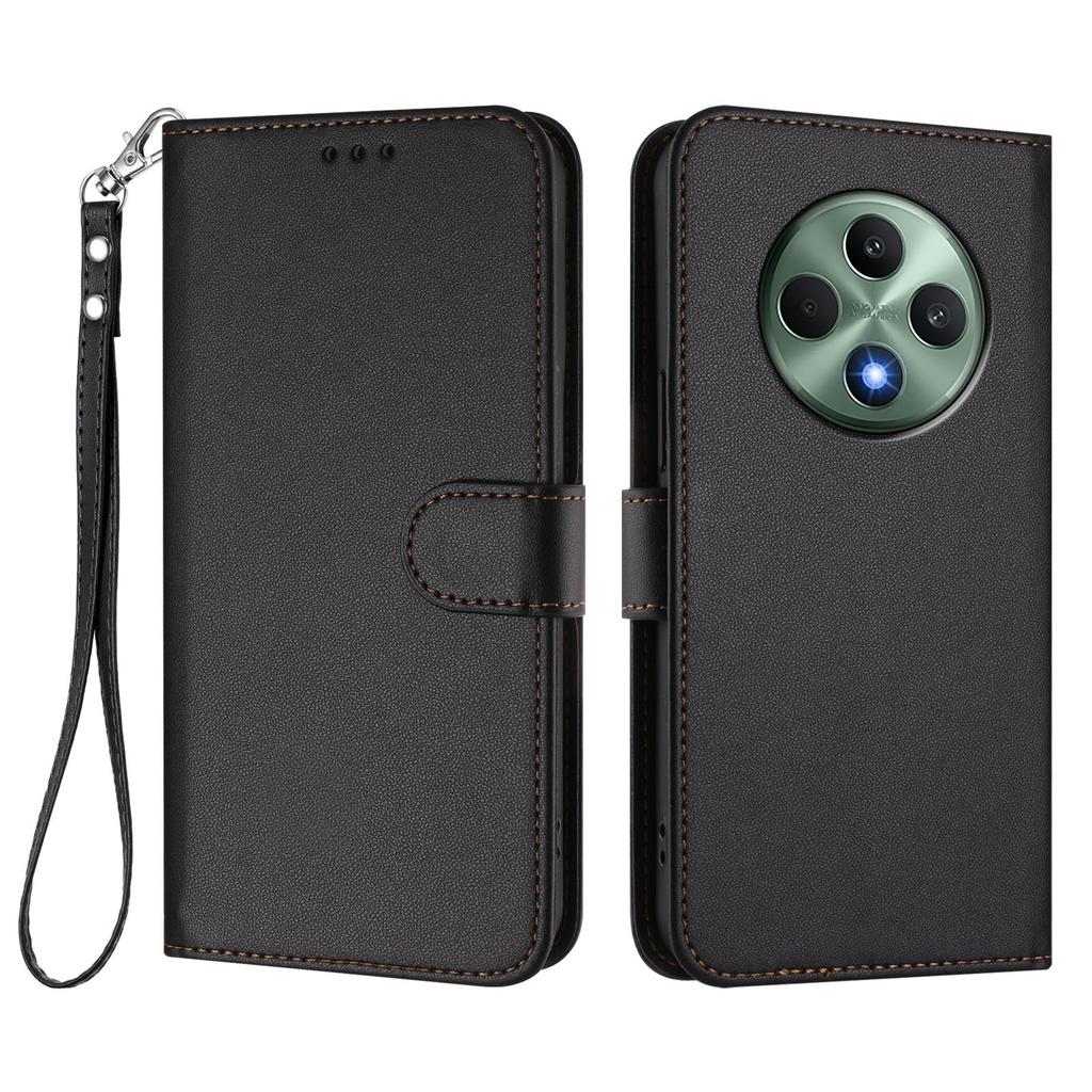 For Oppo Reno12 F 4G/Oppo Reno12 FS 5G/Oppo Reno12 F 5G Leather Case Wallet Stand Phone Cover with Wrist Strap