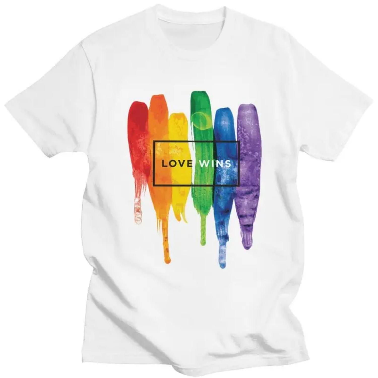 

Custom Love Wins Rainbow LGBT T Shirt for Men Pure Cotton Tshirt Casual Tee Gay Pride Lesbian T-shirts Slim Fit Clothing Gift XXXXXL чорний