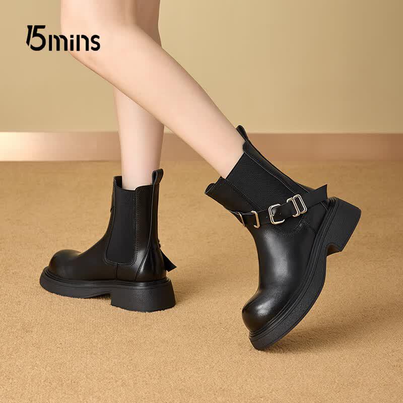 Women s Chunky Heel Plush Lined Chelsea Ankle Boots 36 чёрный