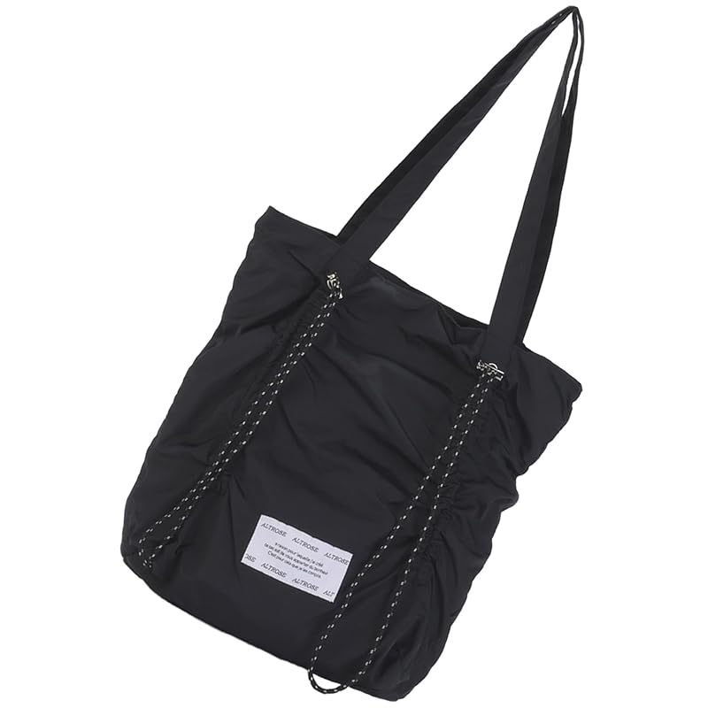 

[Alto Rose] black tote bag ladies barney tote plaid pattern gather check nylon cotton A4 lightweight light shopping simple pattern Plain color commute