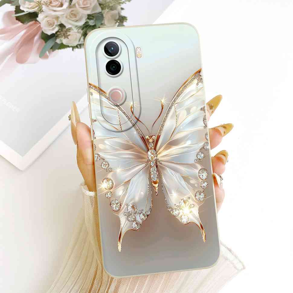 For vivo V40e 5G Case Cute Cat Cream Flower Silicone Back Cover For Vivo V 40e VIVO V40E 5G V2403 Phone Cases Bumper Fundas