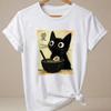 RaUnisex Cat TShirt Unisex Funny Short Sleeve Graphic T Shirts Japanese Cat Printed Kitty Tops Summer Round Neck Cat Lover Tees
