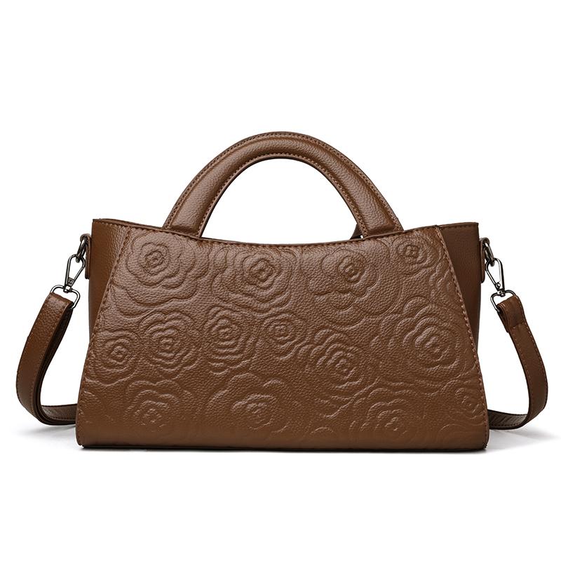 Elegant Embossed Flower Design Faux Leather Tote Bag with Adjustable Shoulder Strap