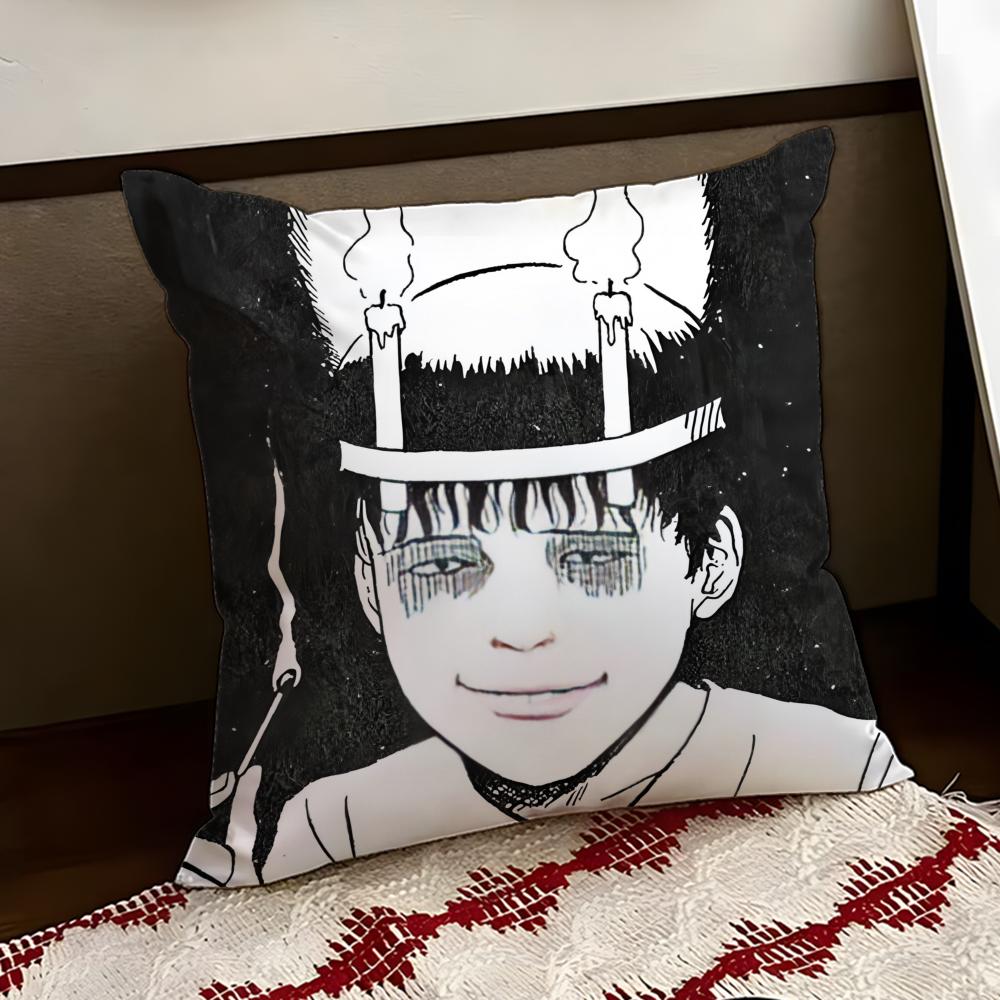 JJunji Ito Terror Horror Cushion Cover Reversible Soft Durable Pillow Cover Home Car MultiScene Use for Daily Comfort