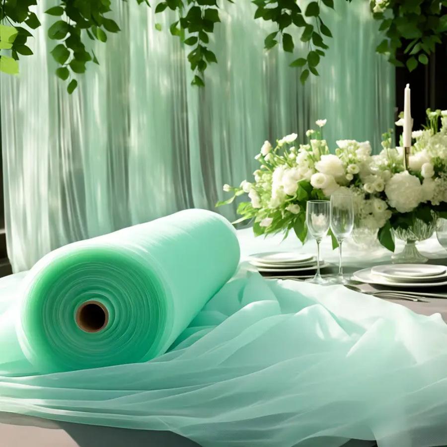 Organza Tulle Fabric, Sheer Silky Netting Fabric for Wedding Birthday Party Event Decorations Table Skirt DIY Decor Chair Bows