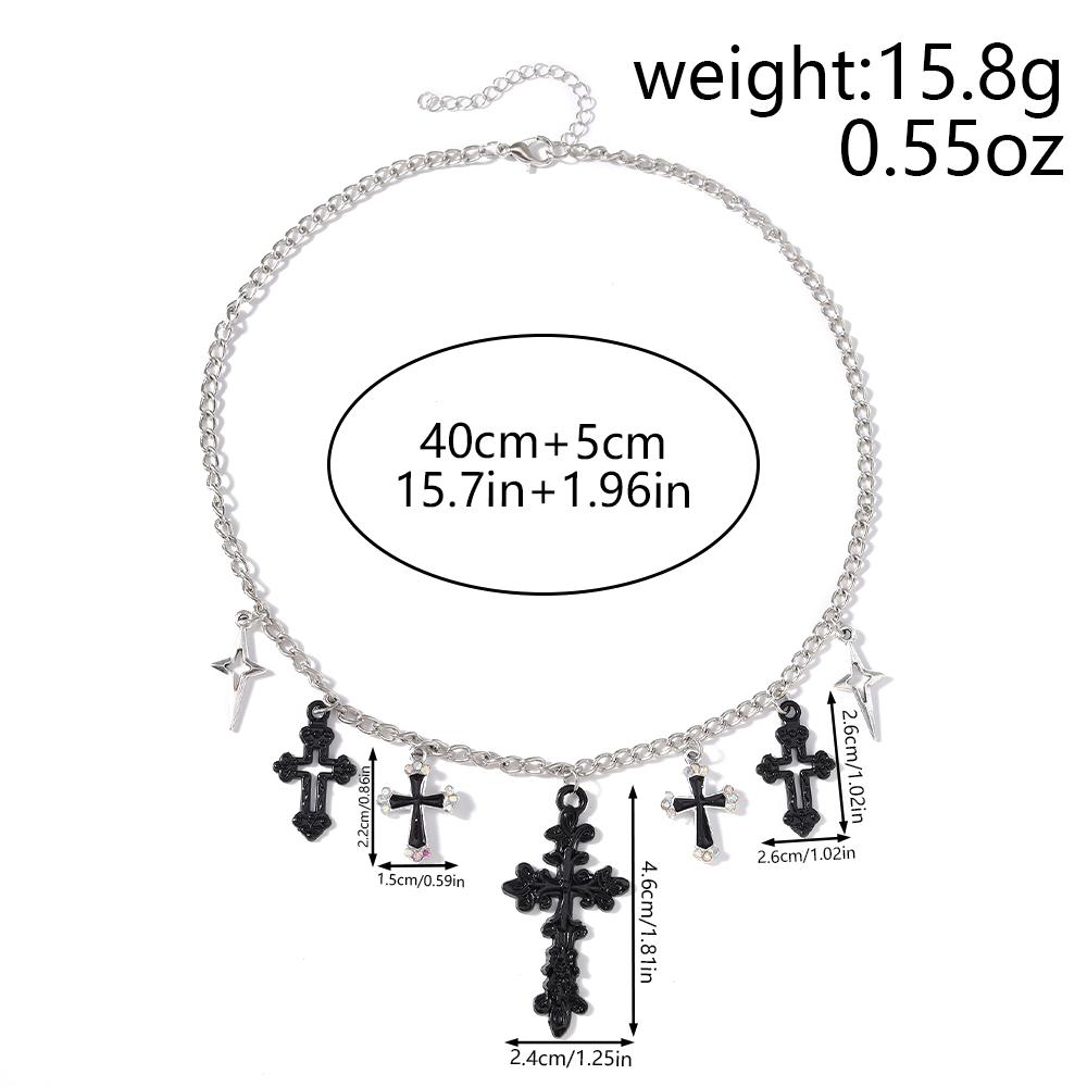 Cool Cross Pendant Necklace for Women Men Metal Punk Choker Necklaces Chain Hip Hop Jewelry Gifts